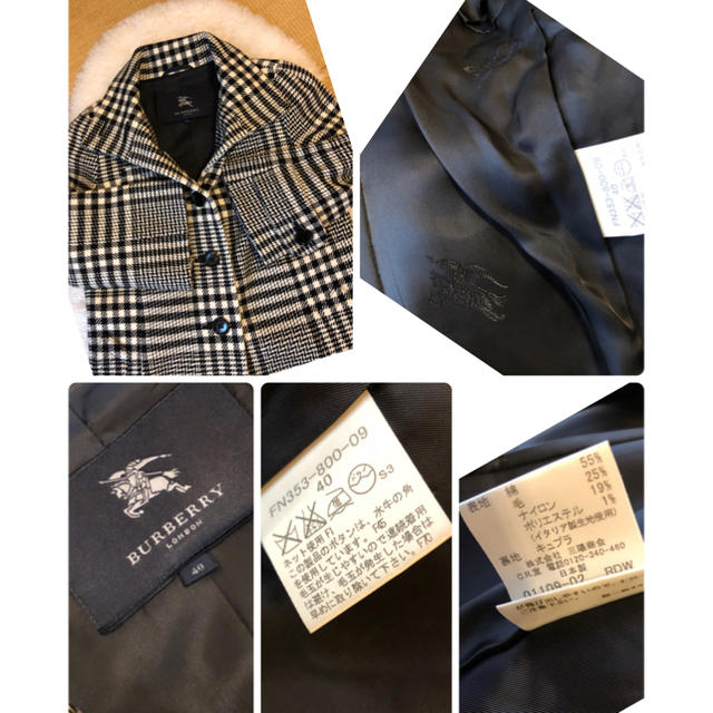 BURBERRY(バーバリー)の超美品バーバリーBurberry上質コットンウールチェック柄コート♫ レディースのジャケット/アウター(ロングコート)の商品写真