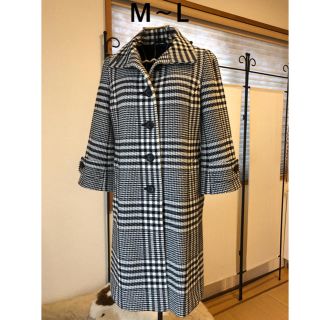 バーバリー(BURBERRY)の超美品バーバリーBurberry上質コットンウールチェック柄コート♫(ロングコート)