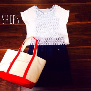 シップス(SHIPS)のSHIPS レース半袖トップス(カットソー(半袖/袖なし))