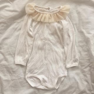 プチバトー(PETIT BATEAU)のプチバトー ノエル フリル襟ロンパース(ロンパース)