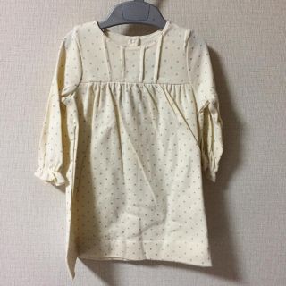 プチバトー(PETIT BATEAU)の18m 新品 プチバトー 裏起毛ラメドットプリントワンピース(ワンピース)