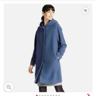 ユニクロ(UNIQLO)のashlee様専用  ユニクロ ビッグシルエットフーデットコート ブルー(ロングコート)