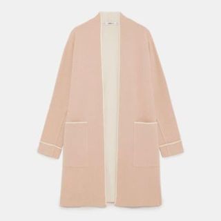 ザラ(ZARA)の安室ちゃん着用！ZARAパイピングコート♡ピンク S(ニットコート)