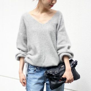 スピックアンドスパン(Spick & Span)のkitty様専用 AIRLY FUR KNIT Vネックプルオーバー グレー (ニット/セーター)