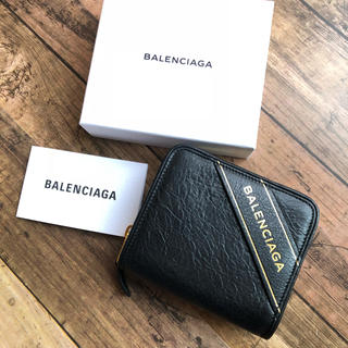 バレンシアガ(Balenciaga)の新品 バレンシアガ デカロゴ コンパクト 折り財布 ブラック(折り財布)