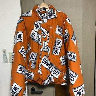 シュプリーム(Supreme)のsupreme license puffy jacket L オレンジ 美品(ダウンジャケット)