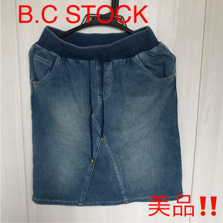 B.C STOCK ブルーカットデニムスカート(ひざ丈スカート)