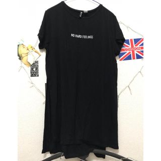 エイチアンドエム(H&M)のH&M 日本 ロングTシャツ 黒(Tシャツ(半袖/袖なし))