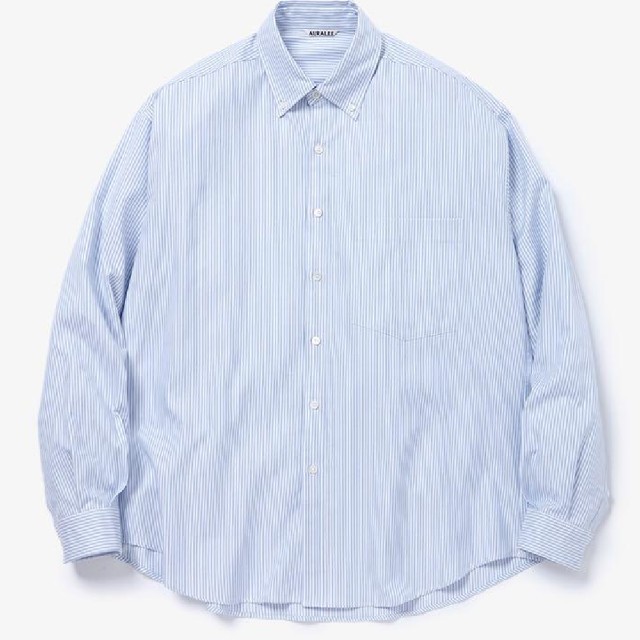 COMOLI - AURALEE 18awボタンダウンシャツ ブルーストライプの通販 by ...