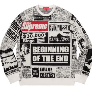 シュプリーム(Supreme)の18FW Supreme Newsprint Sweater Off-White(ニット/セーター)