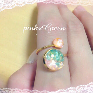 pink×Green リング 指輪(リング(指輪))
