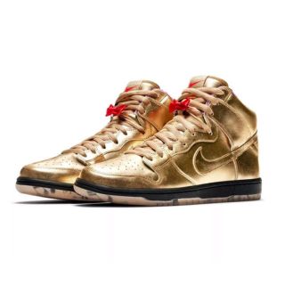 ナイキ(NIKE)の27.5 NIKE SB dunk high ゴールド(スニーカー)