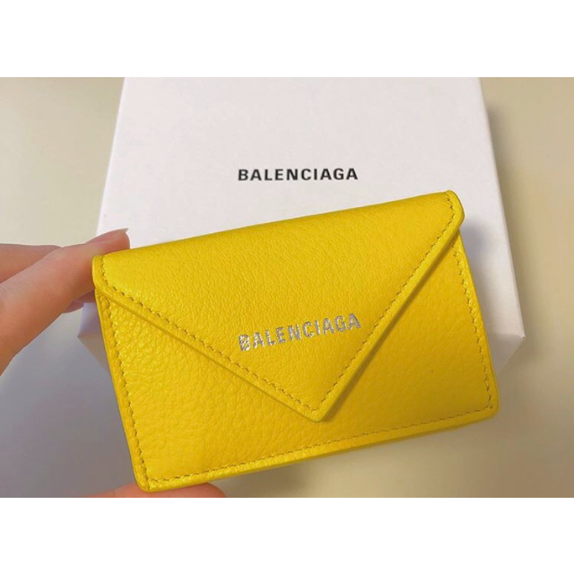 正規品☆バレンシアガ　ペーパーミニウォレット　折りたたみ財布　黄色　バッグ　財布