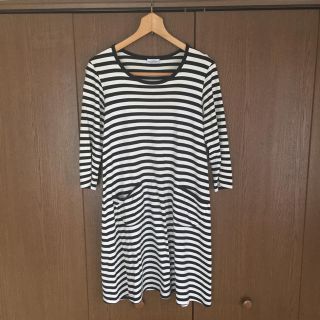 マリメッコ(marimekko)の☆マリメッコ☆ ボーダー ワンピース 白×黒 TASARAITA JARILLA(ひざ丈ワンピース)