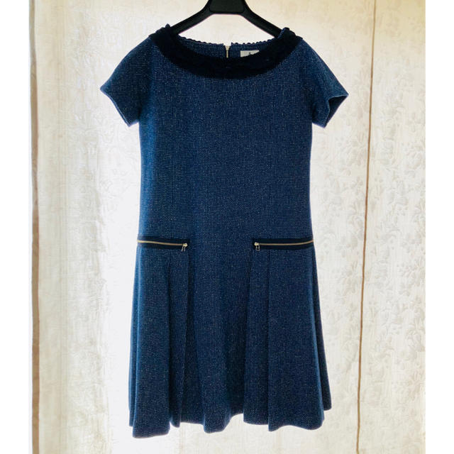 LANVIN en Bleu(ランバンオンブルー)の★ LAVIN on Bleu ランバン オンブルー★ブルー系 ツイード ワンピ レディースのワンピース(ひざ丈ワンピース)の商品写真