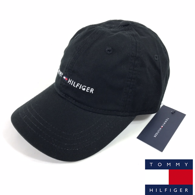 TOMMY HILFIGER(トミーヒルフィガー)のトミーヒルフィガー ロゴ キャップ ロゴ 黒 革ベルト 新品 180726 メンズの帽子(キャップ)の商品写真