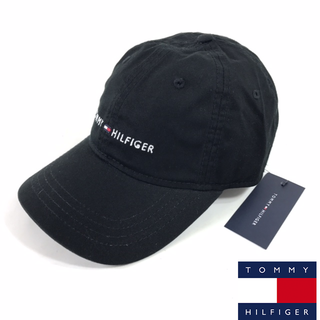 トミーヒルフィガー(TOMMY HILFIGER)のトミーヒルフィガー ロゴ キャップ ロゴ 黒 革ベルト 新品 180726(キャップ)