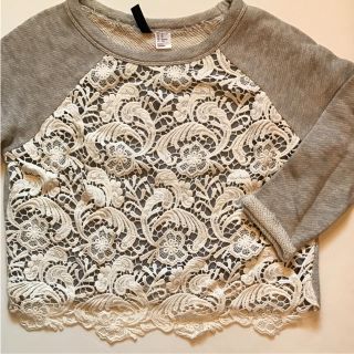 エイチアンドエム(H&M)の【新品、未使用】H&M♡グレー♡レース♡トップス(トレーナー/スウェット)