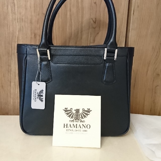 濱野皮革工藝/HAMANO(ハマノヒカクコウゲイ)の濱野  ハンドバッグ  黒 未使用 レディースのバッグ(ハンドバッグ)の商品写真