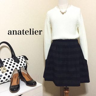 アナトリエ(anatelier)のanatelier羊毛ボーダーSK(ミニスカート)