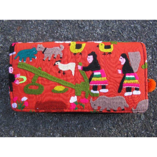 ラオス モン族 刺繍 財布 あかるく ラオス モン族 刺繍 財布 あかるく