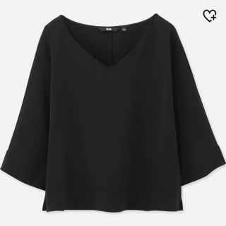 ユニクロ(UNIQLO)のユニクロ UNIQLO ドレープブラウス ブラック s(シャツ/ブラウス(長袖/七分))