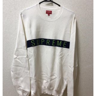 シュプリーム(Supreme)のsupreme stripe logo pique crewneck ニット (ニット/セーター)