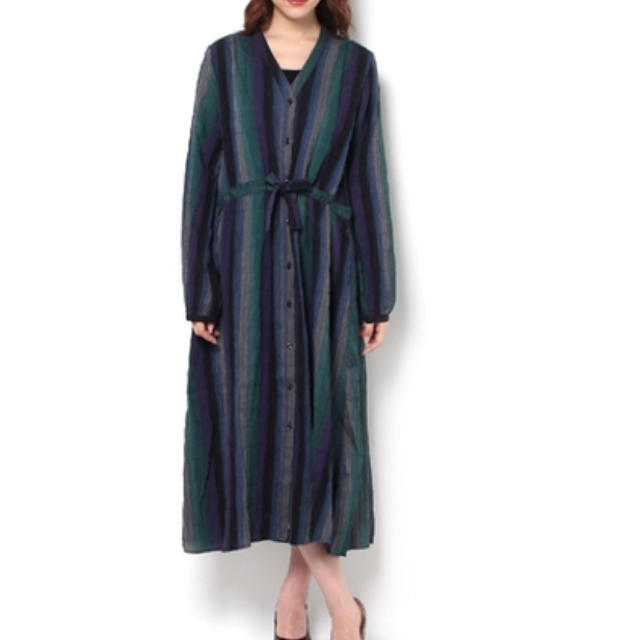 moussy(マウジー)のDAWN STRIPE LONG GOWN レディースのワンピース(ロングワンピース/マキシワンピース)の商品写真