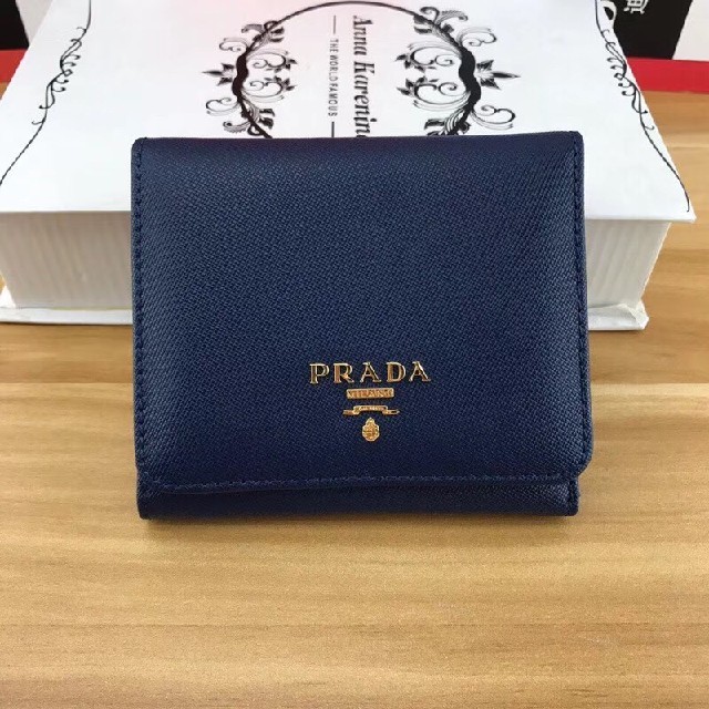 Prada　プラダ　折り財布　ミニ財布　ネイビー