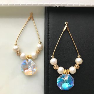 スワロフスキー(SWAROVSKI)の【Swarovski 】クリスタルブルーオーロラ×フープ✩ピアス&イヤリング(ピアス)