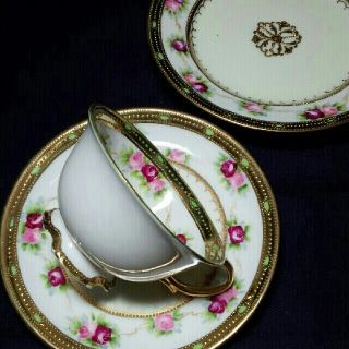 ノリタケ(Noritake)の【オールドノリタケ】金彩 金盛 ジュール 薔薇文　トリオ(食器)