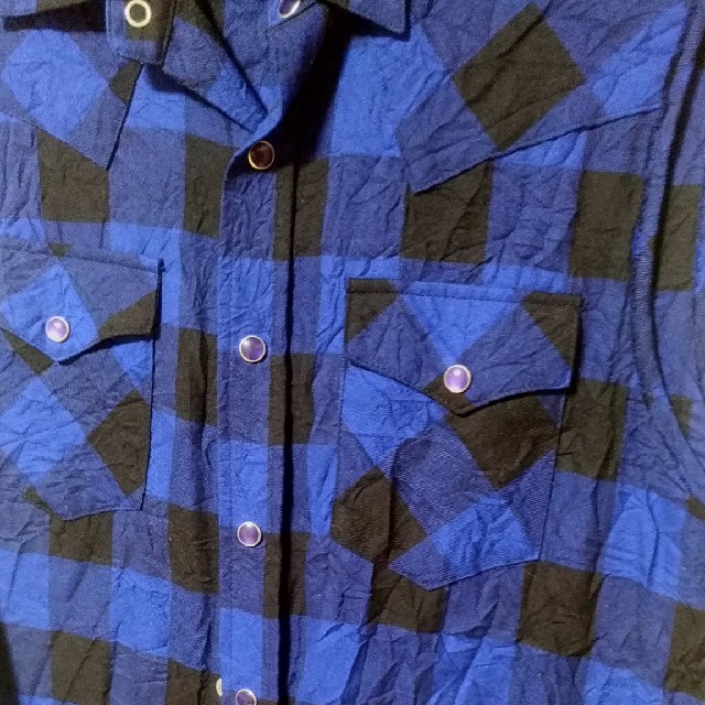 RAGEBLUE(レイジブルー)のレイジブルー シワ加工 ノースリーブ チェックシャツ メンズのトップス(シャツ)の商品写真
