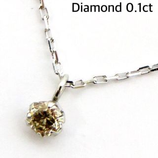 Pt900 ×シルバーチェーン一粒ダイヤネックレス0.1ct♡プラチナダイヤ(ネックレス)