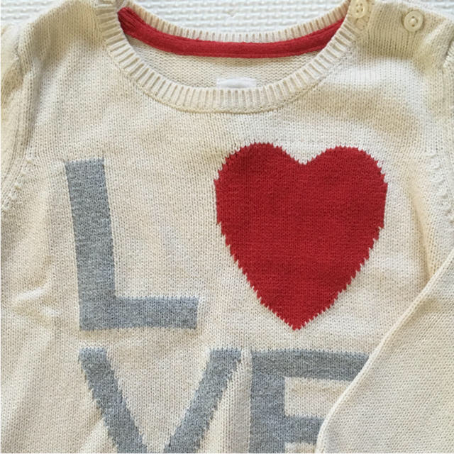 babyGAP(ベビーギャップ)の専用⭐️baby GAP  LOVE ロゴニット&ギンガムチェックワンピース キッズ/ベビー/マタニティのベビー服(~85cm)(ニット/セーター)の商品写真