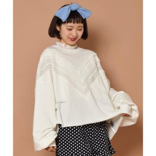 ダブルクローゼット(w closet)のw closet レース切り替えスウェット(トレーナー/スウェット)