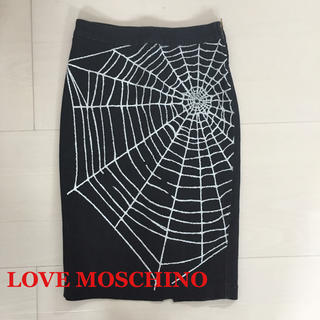 モスキーノ(MOSCHINO)の美品 ラブ モスキーノ デニム タイトスカート ゴシック 黒(ひざ丈スカート)