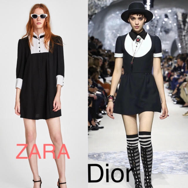 Zara 新品 Zara コントラストワンピース ブラック 長袖 黒の通販 By 取引停止中 ザラならラクマ