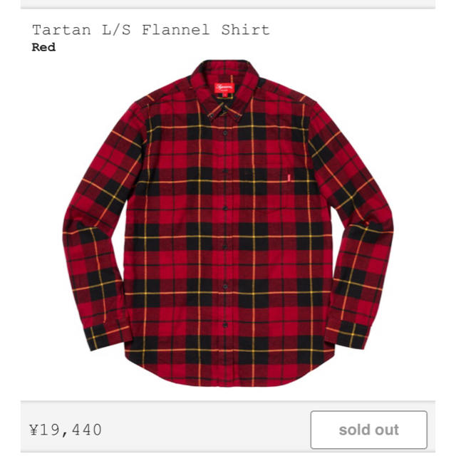 サイズＳ supreme Tartan L/S Flannel Shirt 赤