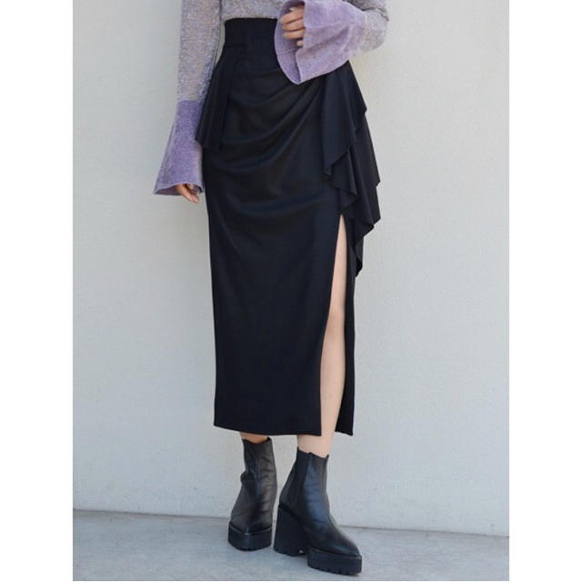 mame 17aw draped silky wool skirt 2