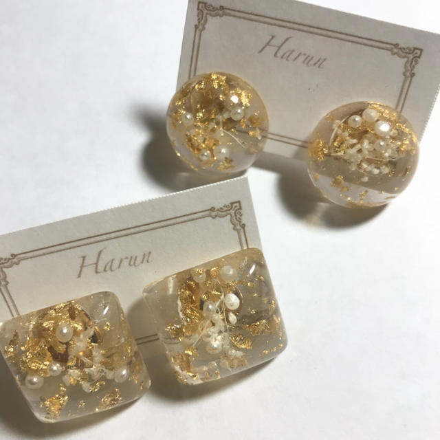 Harun♡大ぶりビーズピアス♡イヤリング可 ハンドメイドのアクセサリー(ピアス)の商品写真