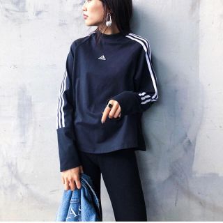 マウジー(moussy)のコラボ第４弾 アディダス マウジー 長袖 ブラック 大人スポーティー(カットソー(長袖/七分))