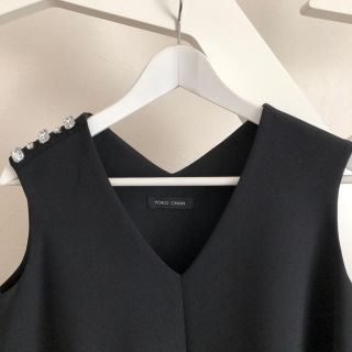 バーニーズニューヨーク(BARNEYS NEW YORK)の☆美品☆YOKO CHAN ヨーコ チャン肩ビジュー付 ワンピース40(ひざ丈ワンピース)