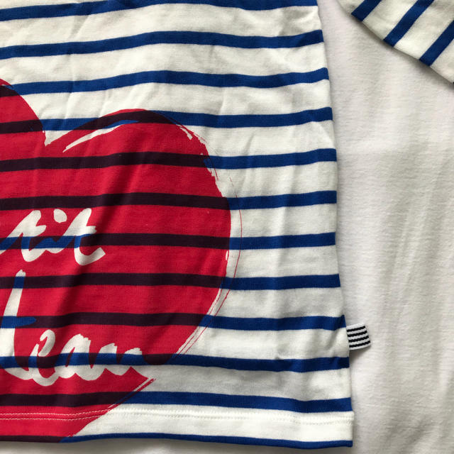 PETIT BATEAU(プチバトー)の《新品・タグ付き》プチバトー  プリントマリニエール長袖カットソー 5a ハート キッズ/ベビー/マタニティのキッズ服女の子用(90cm~)(Tシャツ/カットソー)の商品写真