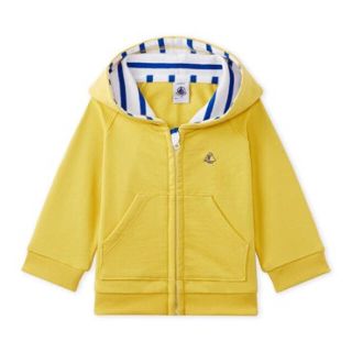 プチバトー(PETIT BATEAU)のわけあり◆12m 新品 プチバトー イエロースウェットジップアップパーカ(カーディガン/ボレロ)