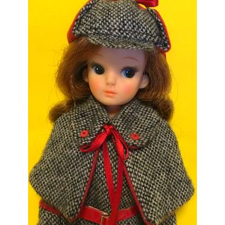 ツイード生地 初代復刻リカちゃんサイズケープとワンピセット(人形)