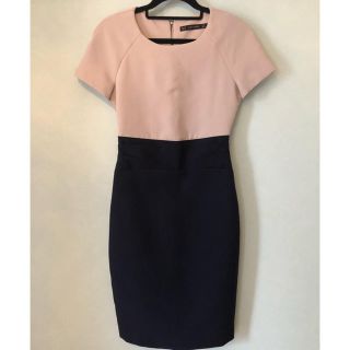 ザラ(ZARA)の【10/5までの出品】 ZARA ワンピース♡ベージュブラック(ひざ丈ワンピース)