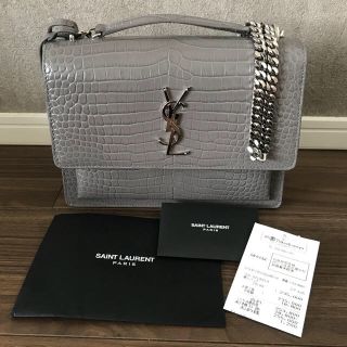 サンローラン(Saint Laurent)の正規品 サンローラン チェーンバッグ ♡グレー クロコサンセット(ショルダーバッグ)