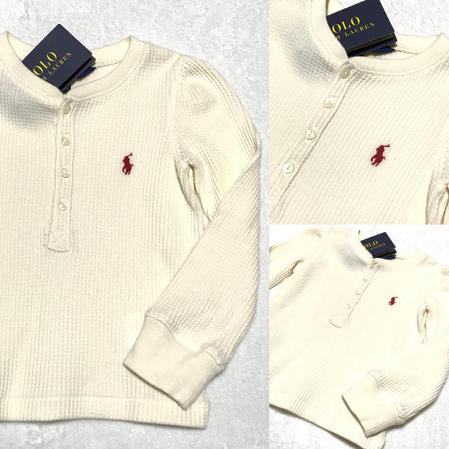 POLO RALPH LAUREN(ポロラルフローレン)の＊千秋様 専用＊新品✨ワッフル ロングスリーブ プルオーバー 3T(100) キッズ/ベビー/マタニティのキッズ服女の子用(90cm~)(Tシャツ/カットソー)の商品写真