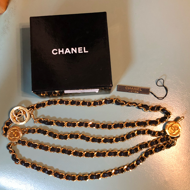 新品　CHANEL chanel シャネル チェーンベルト ３連