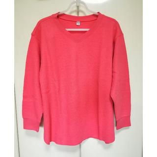 ユニクロ(UNIQLO)の新品　ユニクロ　ワッフルクルーネック　Tシャツ　赤（レッド）(Tシャツ(長袖/七分))